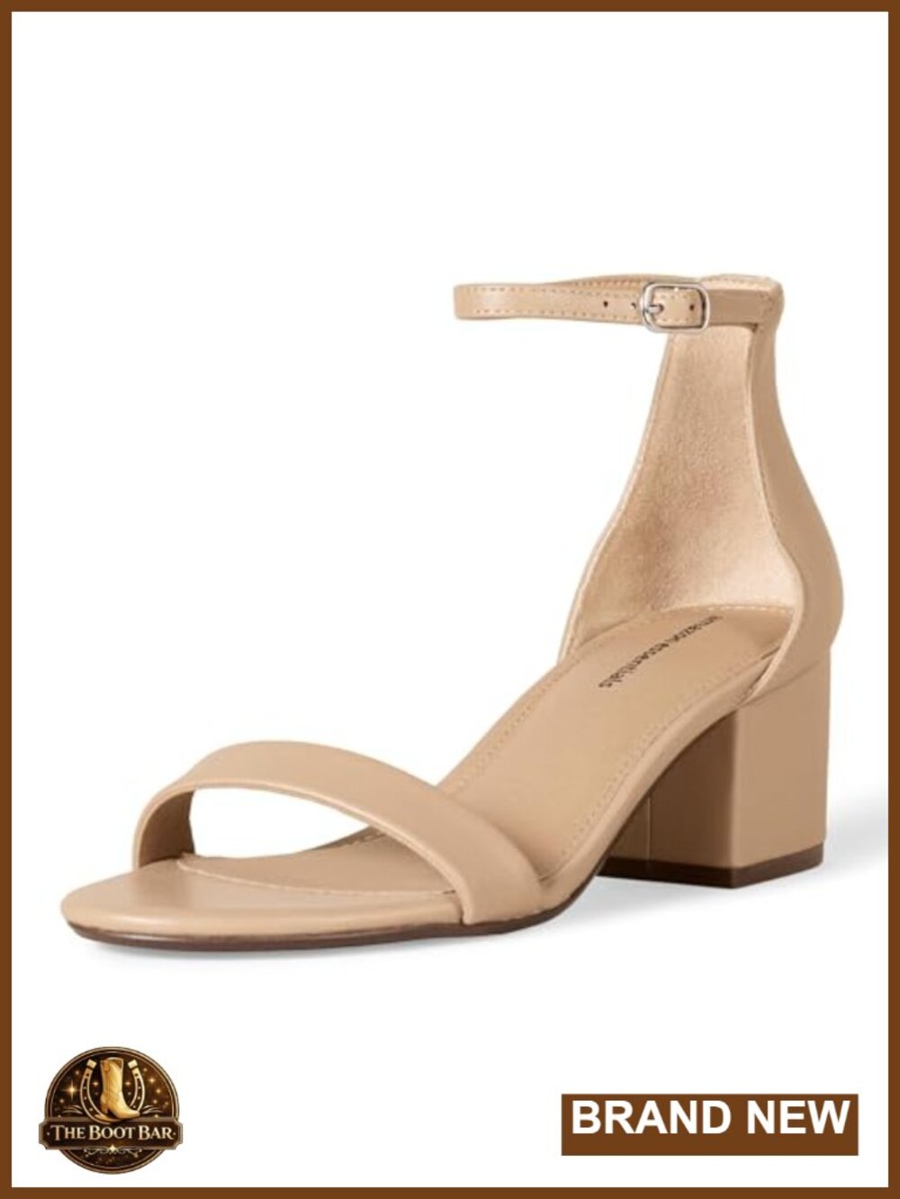 Women's Two Strap Heeled Sandals with Adjustable Ankle Strap, Padded Memory